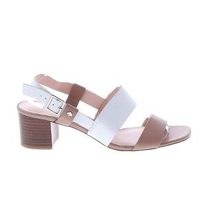 Kate Spade White and Tan Block Heel Sandals